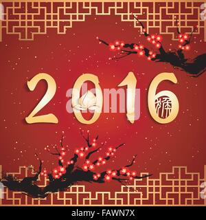 Chinesisches Neujahr, Jahr des Affen-Hintergrund Stock Vektor