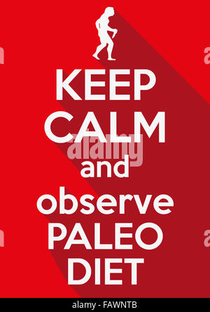 Flache design Keep Calm und beobachten Paleo-Diät Stockfoto