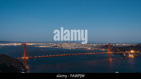 Golden Gate Bridge, Nacht, San Francisco, USA Stockfoto