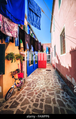 Alltag auf der Insel Burano, Provinz Venedig Stockfoto