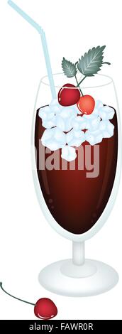 Ein Glas Kirschsaft mit Süßkirschen und Ice Cube ist ein sehr nahrhaft und erfrischenden Saft Stock Vektor