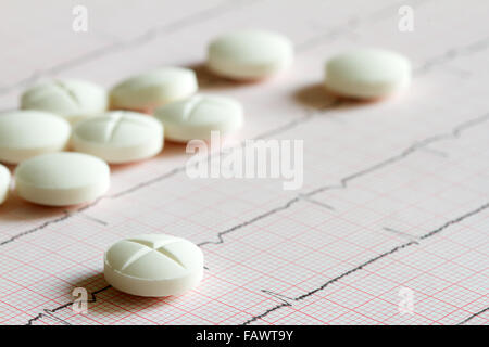 Herz-Kreislauferkrankungen abstraktes Zeichen Symbol mit EKG closeup Stockfoto