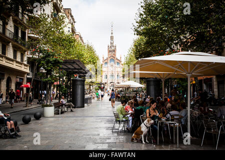 Hospital De La Santa Creu Blick ich Sant Pau in Barcelona, Spanien, vom AV-Gaudi Stockfoto