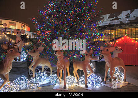 Weihnachten, Lichter, Dekoration, Montreal, Kanada, Place des Arts, Stockfoto