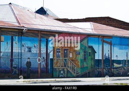 Seemann-Wandbild in Puerto Natales, Patagonien, Chile Stockfoto