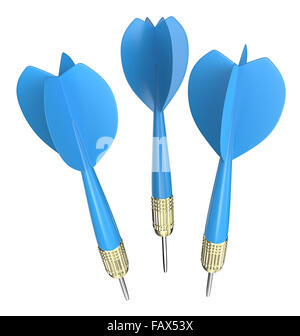 Klassische Blue Dart Pfeile. Isolated on White Background. Stockfoto