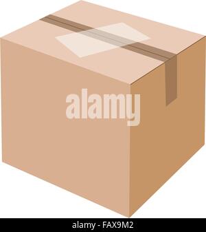 Illustration, die White-Label auf Karton gesiegelt Box isolierten auf weißen Hintergrund, bereit für den Versand. Stock Vektor