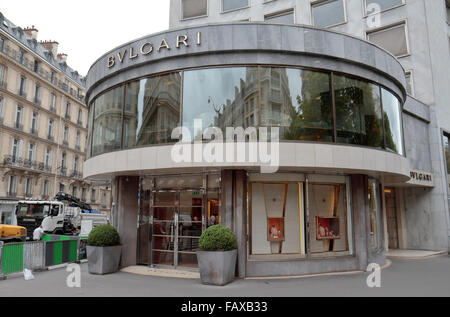 Die Bulgari (BVLGARI) Store in Paris, Frankreich. Stockfoto