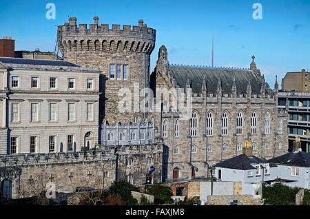 Dublin Castle betrachtet von hinten. Stockfoto