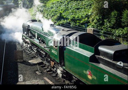 Restauriert und konserviert arbeitenden Dampfmaschine auf die Severn Valley Railway in Bridgnorth, Shropshire UK Stockfoto