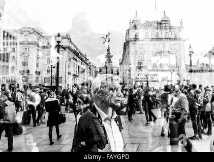 Doppelbelichtung am Piccadilly Circus, London. Stockfoto