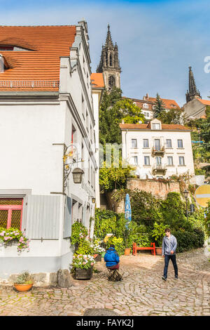 Albrechtsburg, gesehen vom historischen Stadtzentrum entfernt, Meissen, Deutschland Stockfoto