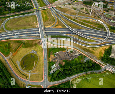 Luftaufnahme, A40, Ruhrschnellweg, veröffentlichte Website, Autobahnkreuz Bochum-West, Autobahnkreuz Bochum-West Stockfoto