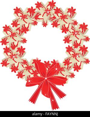 Adventskranz von schönen Geschenk-Boxen mit Red Ribbon und Bogen, ein perfektes Geschenk oder Geschenk für jemand besonderen in Weihnachten Celebr Stock Vektor