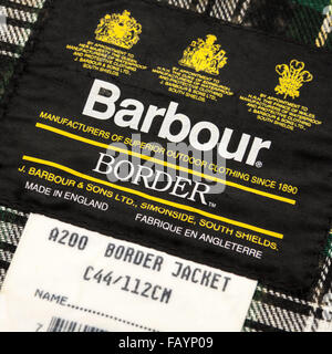 Beschriften Sie innen eine Barbour A200 gewachst Border Jacke, mit dem königlichen Siegel.