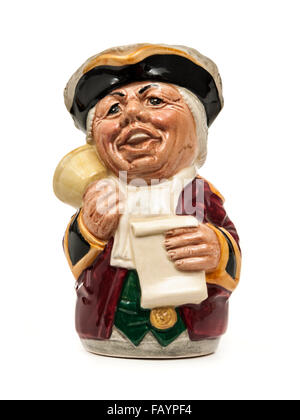 Vintage Toby / Charakter Krug (D6713) "Herr Tonsillen, der Stadtausrufer" von Royal Doulton. Entworfen von William K. Harper. Stockfoto