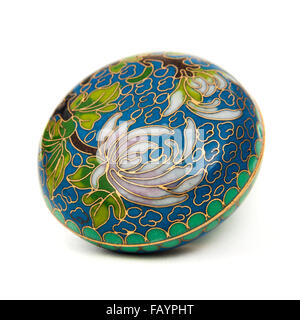 Antik 19. Jahrhundert chinesische oder japanische Cloisonne Emaille-Schmuck-box Stockfoto