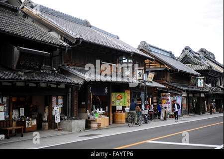 Eine Straße in Kawagoe, der ältesten Bezirk von Tokio, Japan Stockfoto