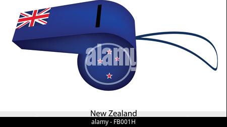 Eine Illustration des Union Jack mit vier roten Sternen im blauen Feld des New Zealand Pfeife, Sport-Konzept und politisches Symbol. Stock Vektor