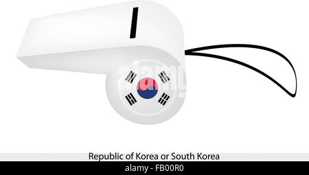 Einen roten und blauen Taeguk oder Taiji Yin und Yang-Symbol und vier schwarze Trigramme auf weißen Feld der Republik Korea oder Süd Kore Stock Vektor