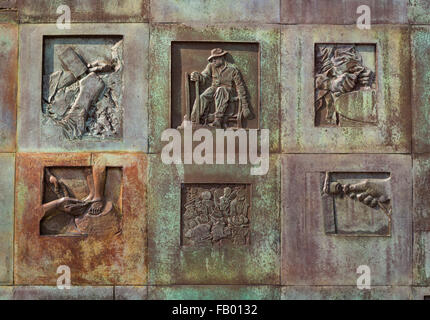 WASHINGTON, DC, USA - Ausschnitt aus Relief Wand bei Franklin Roosevelt Memorial Stockfoto