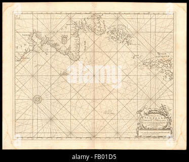 "Ostküste Schottlands, mit den Inseln des Orkney & Shetland". COLLINS c1774 Karte Stockfoto