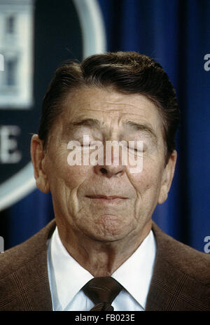 Washington, DC, USA, Februar 1987 Präsident Ronald Reagan Porträt Credit: Mark Reinstein Stockfoto