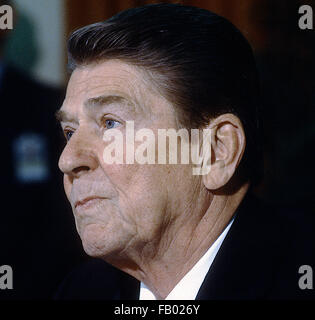 Washington, DC, USA, März 1985 Präsident Ronald Reagan Porträt Credit: Mark Reinstein Stockfoto