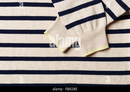 Blauen Streifen Cardigan mit Ärmel Textur Hintergrund Stockfoto