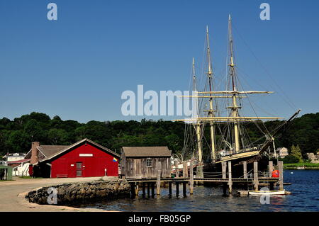 Mystiker, Connecticut: Der Dreimaster 1892 Joseph Conrad Segelschiff bei Mystic Seaport Stockfoto