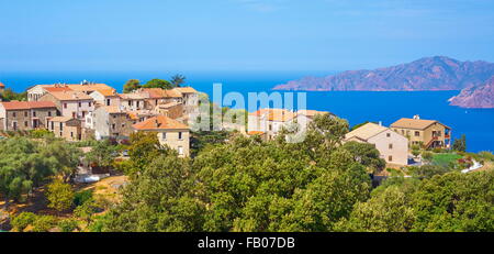 Piana Dorf, Les Calanches, UNESCO, Golfe de Porto, Korsika, Frankreich Stockfoto