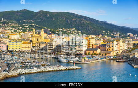 Luftbild im Hafen Bastia, Korsika, Frankreich Stockfoto