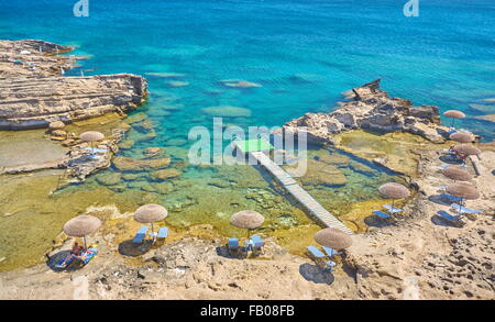 Strand von Kalithea, Rhodos, Griechenland Stockfoto