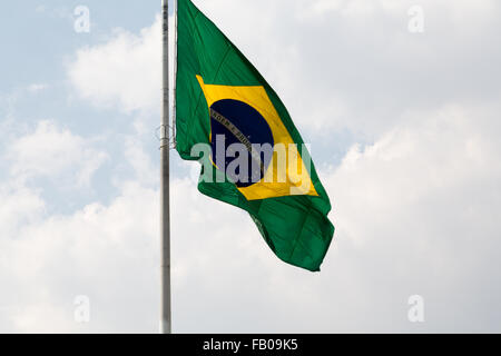 Sao Paulo, Brasilien. Januar 2016, 6th. Die Flagge Brasiliens ist an diesem sonnigen Tag im Praça do Monumento, im Parque da Independencia (Independence Park), Ipiranga, Sao Paulo, Brasilien zu sehen. Quelle: Andre M. Chang/Alamy Live News Stockfoto