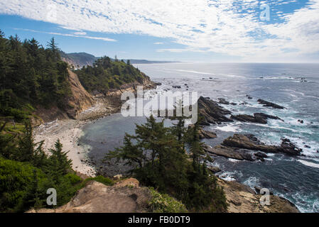 Blick auf den Strand der Küste von Oregon und Pazifischen Ozean vom Cape Arago State Park in der Nähe von Coos Bay, Oregon. Stockfoto