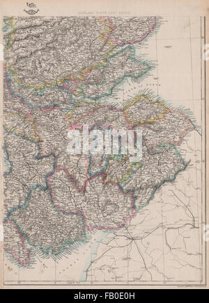 SCHOTTLAND SÜD-OST. Grenzen zentrale Edinburgh-Glasgow-Railways.WELLER, 1862-Karte Stockfoto