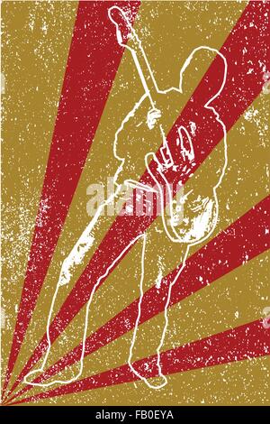 Eine Rock'n'Roll-Gitarrist auf einem Band Gig poster Stock Vektor