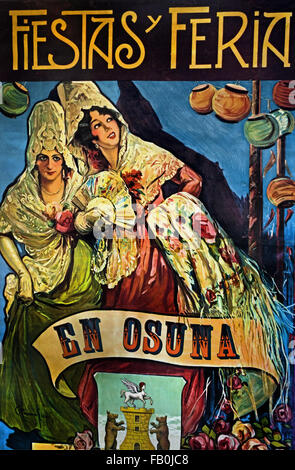 Fiestas Feria de Osuna - Messe feiern in Osuna Malerei Bodegas El Pimpi Weinkeller Malaga spanische Café bar Restaurant Spanien Andalusien Stockfoto