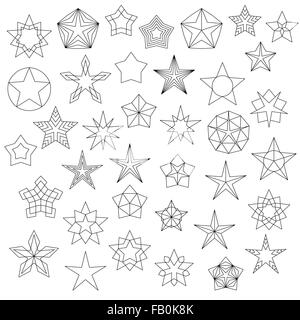 Große Reihe von Linie Sterne Icons Stock Vektor