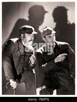 "The Hound of the Baskervilles" 1939 Werbung noch für den Film unter der Regie von Sidney Lanfield und mit Basil Rathbone als Sherlock Holmes und Nigel Bruce als Doktor Watson. Siehe Beschreibung für mehr Informationen. Stockfoto