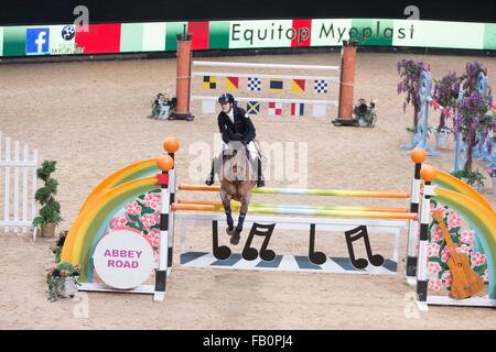 Liverpool International Horse Show, Januar 2016, Vereinigtes Königreich. George Whitaker auf Gipsy Boy Stockfoto