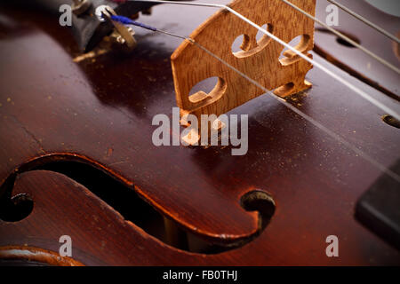 Klassische Musik Vintage Violine, zusätzliche Großaufnahme Stockfoto