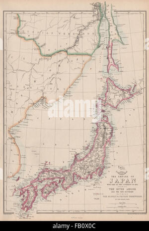 Reich von JAPAN w / Sakhalin.River Amur.1858 Russland/China Grenze. WELLER, 1862-Karte Stockfoto