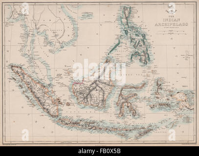 INDISCHEN ARCHIPEL. East Indies Sarawak Königreich Philippinen. WELLER, 1862-Karte Stockfoto