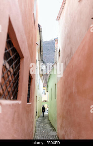 Architektur Detail mit Seil Street oder Sforii Street, die engste Straße in Brasov Stadt und eines der schmalsten Straßen in E Stockfoto