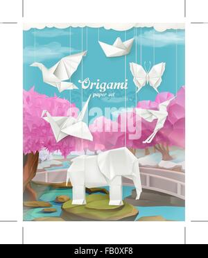 Origami Papier Set, Vektor-Hintergrund Stock Vektor