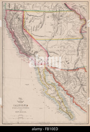 BAJA/KALIFORNIEN, UTAH & NEW MEXICO TERRITORIEN. Pre-Nevada. ETTLING, 1862-Karte Stockfoto