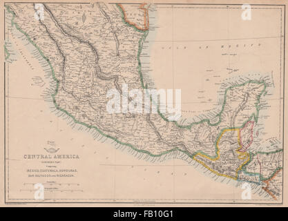 NÖRDLICHEN MITTELAMERIKA. Mexiko Belize Guatemala Honduras. ETTLING, 1862-Karte Stockfoto