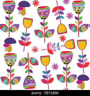 Floral nahtlose liebenswert lustig abstrakt Fantasie Muster und Musterdesigns im Swatch-Menü, Vektor-illustration Stock Vektor