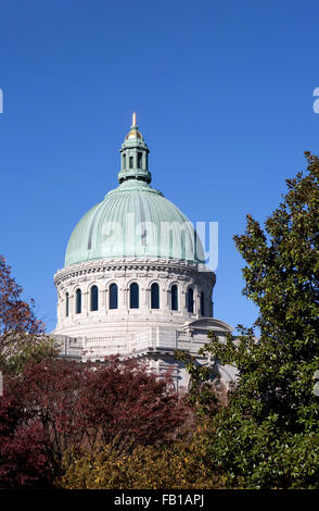 Die Kuppel der United State Naval Academy Kapelle befindet sich in Annapolis, Maryland. Stockfoto